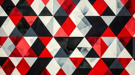 Wall Mural - Red, Black and White Geometric Pattern.