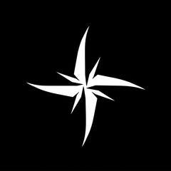 Wall Mural - Minimalist Sharp-Edged White Star on a Black Background