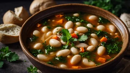 Wall Mural - Bean soup, traditional food of Albania