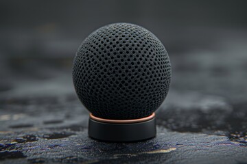 Poster - Minimalist black and gold speaker with perforated design creating a sleek and modern look