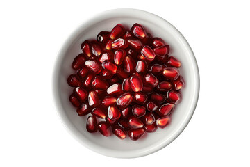 Poster - Pomegranate seeds in wooden bowl isolated on transparent background