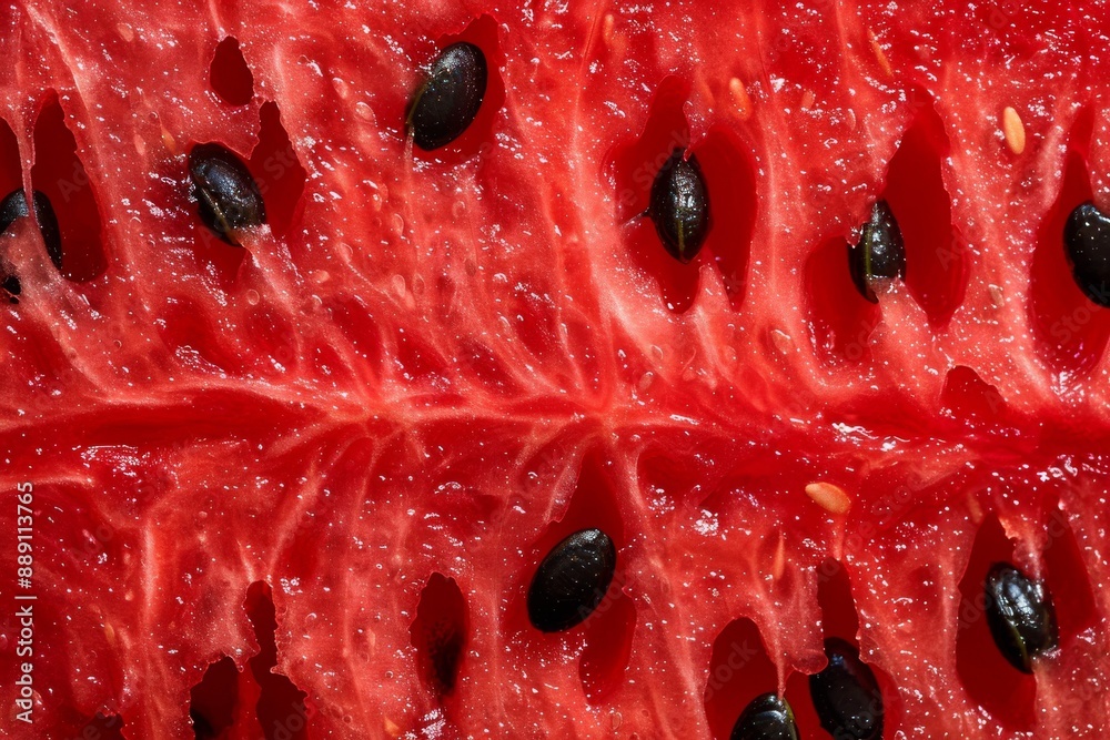 4K view of a ripe watermelon in 4K. Take a piece of juicy watermelon ...