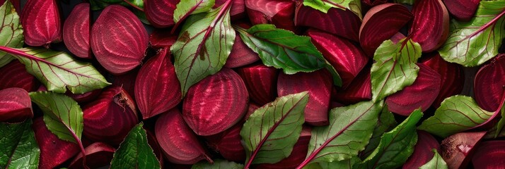 Wall Mural - Juicy red beetroot with green ones. Ripe vegetables. Vegetarianism, healthy eating.