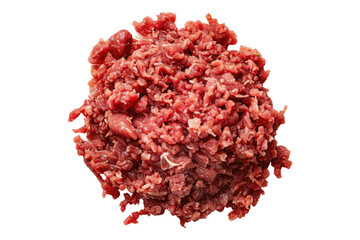 Raw minced beef meat isolated on transparent background