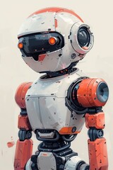 Poster - High-tech robot with advanced design and orange and white color