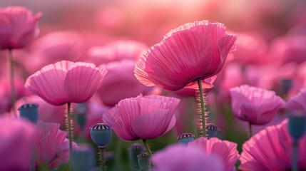 Sticker - Purple poppy blossoms in a field