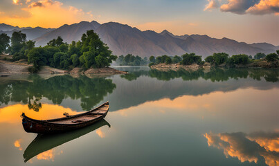 Wall Mural - Timeless Serenity: Discovering the Quiet of Pakistan's Banjosa Lake