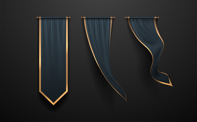 Wall Mural - blue and gold flags with shadows