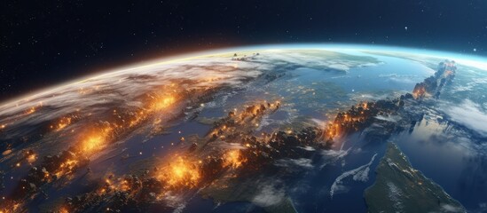 Earth's Surface at Night from Space