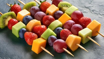 Colorful fruit skewers