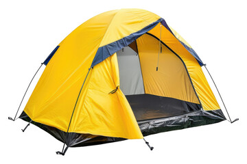 yellow camping tent isolated on transparent background