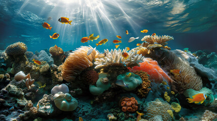 Poster - Vibrant Underwater Coral Reef with Tropical Fish