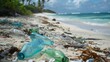 © fivan - A beach covered in plastic bottles and debris, with sea creatures struggling to navigate through it
