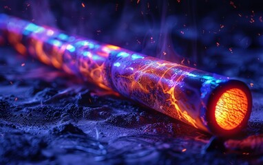 Wall Mural - Bright 3D Neonlit Didgeridoo with Glowing Colors