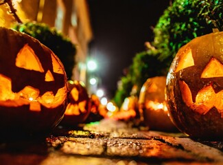 Poster - Halloween Pumpkin Decoration On Streets