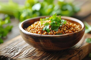 Poster - Photo of a Bowl of Lentils with Parsley