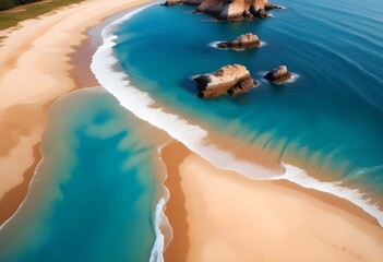 Beautiful beach scenery, high angle view of the sea