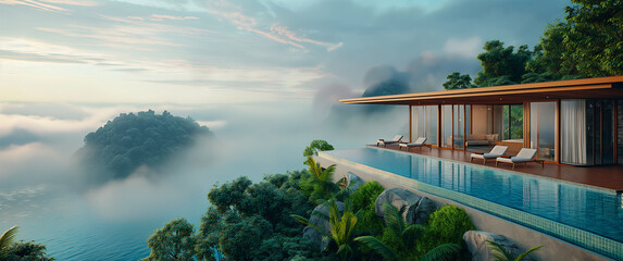 Wall Mural - Luxury villa on a beautiful ocean island