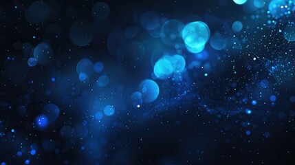 Poster - Abstract dark background with blue blurry lights