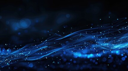 Poster - Abstract dark background with blue blurry lights