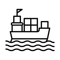 Wall Mural - Cargo Ship line icon