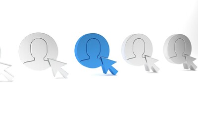 Sticker - Blue User of man in business suit icon isolated on white background. Business avatar symbol - user profile icon. Male user sign. Minimalism concept. 3D render illustration