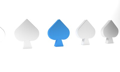 Poster - blue playing card with spades symbol icon isolated on white background. casino gambling. minimalism 