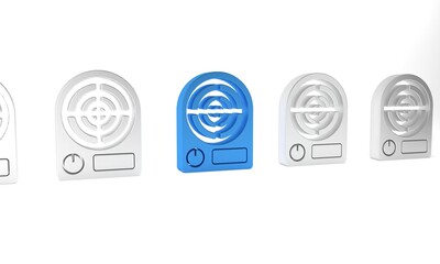 Sticker - Blue Electric heater icon isolated on white background. Infrared floor heater with remote control. House climate control. Minimalism concept. 3D render illustration