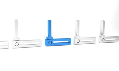 Poster - Blue Router and wi-fi signal symbol icon isolated on white background. Wireless ethernet modem router. Computer technology internet. Minimalism concept. 3D render illustration