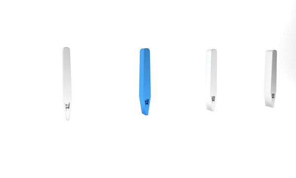 Blue Pen icon isolated on white background. Minimalism concept. 3D render illustration