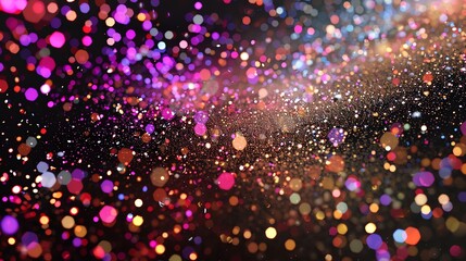 Poster - A blurred background of twinkling lights in pink, orange, and blue.