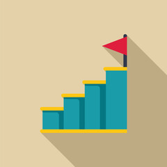 Poster - Staircase is leading to a red flag on the top step representing achieving a goal