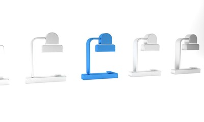 Poster - Blue Table lamp icon isolated on white background. Table office lamp. Minimalism concept. 3D render illustration