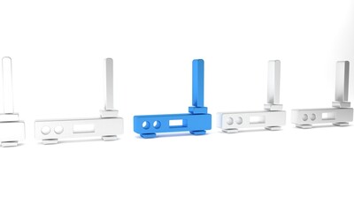 Poster - Blue Router and wi-fi signal symbol icon isolated on white background. Wireless ethernet modem router. Computer technology internet. Minimalism concept. 3D render illustration