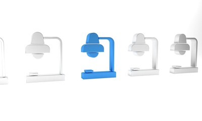 Poster - Blue Table lamp icon isolated on white background. Table office lamp. Minimalism concept. 3D render illustration