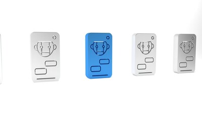 Poster - Blue Bot icon isolated on white background. Robot icon. Minimalism concept. 3D render illustration