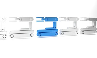 Poster - Blue Robot icon isolated on white background. Minimalism concept. 3D render illustration