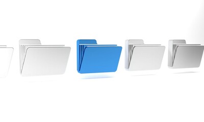 Poster - Blue Document folder icon isolated on white background. Accounting binder symbol. Bookkeeping management. Minimalism concept. 3D render illustration