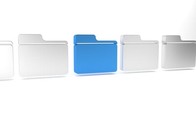 Poster - Blue Document folder icon isolated on white background. Accounting binder symbol. Bookkeeping management. Minimalism concept. 3D render illustration