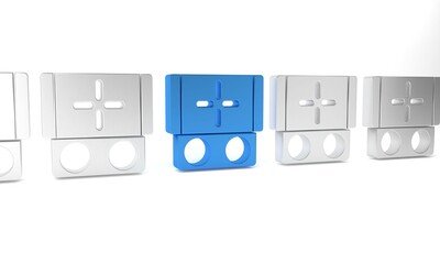 Poster - Blue Portable video game console icon isolated on white background. Gamepad sign. Gaming concept. Minimalism concept. 3D render illustration