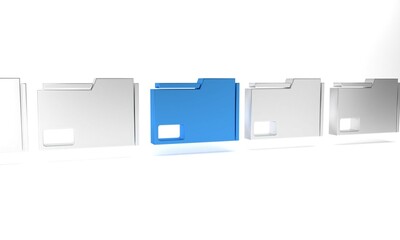 Wall Mural - Blue Document folder icon isolated on white background. Accounting binder symbol. Bookkeeping management. Minimalism concept. 3D render illustration