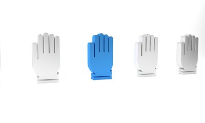 Sticker - Blue Garden gloves icon isolated on white background. Rubber gauntlets sign. Farming hand protection, gloves safety. Minimalism concept. 3D render illustration