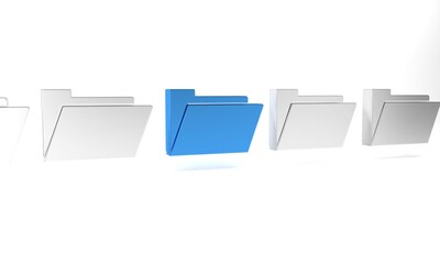 Canvas Print - Blue Document folder icon isolated on white background. Accounting binder symbol. Bookkeeping management. Minimalism concept. 3D render illustration