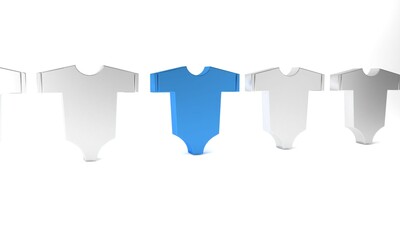 Wall Mural - Blue Baby clothes icon isolated on white background. Baby clothing for baby girl and boy. Baby bodysuit. Minimalism concept. 3D render illustration