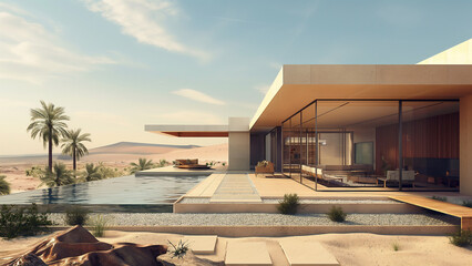 Wall Mural - Modern luxury villa in the great outdoors, desert, pool