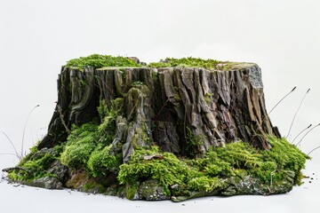 Aufkleber - A close-up view of a tree stump with moss growing on it, perfect for use in nature or outdoor-themed designs