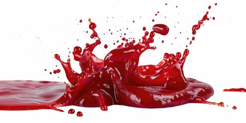 Poster - A close-up shot of a red liquid splattered on a white surface