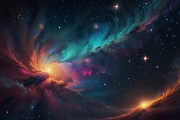 generative ai cosmos: swirling galaxies and vibrant stars in an intricate, dreamy scene