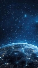 Leinwandbilder - A network of interconnected lines and nodes is shown over a nighttime earth with a focus on Asia