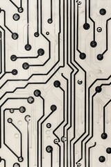 Poster - Black and white abstract circuit design, showcasing modern technology, digital networks, and minimalist electronic patterns in a futuristic style.